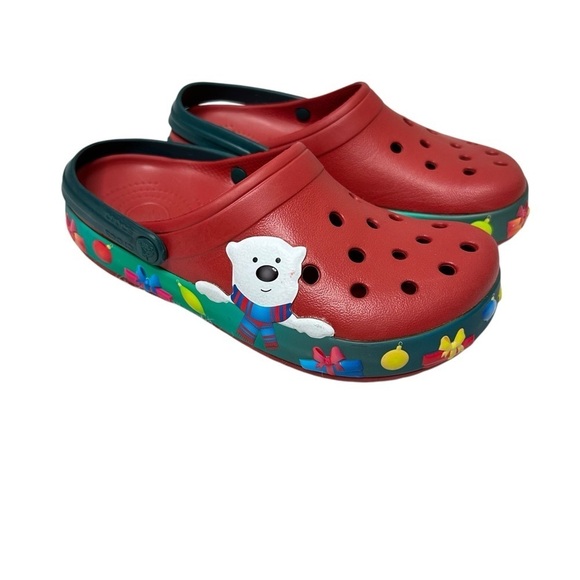 CROCS Other - Crocs Crocband Christmas Light Up Clogs Red Polar Bear Holiday Shoes M6 W8